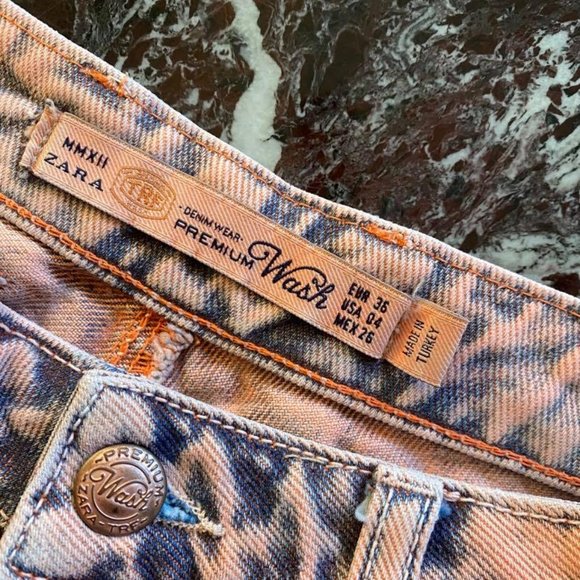 Zara Orange Acid Wash Denim Shorts - Picture 3 of 3